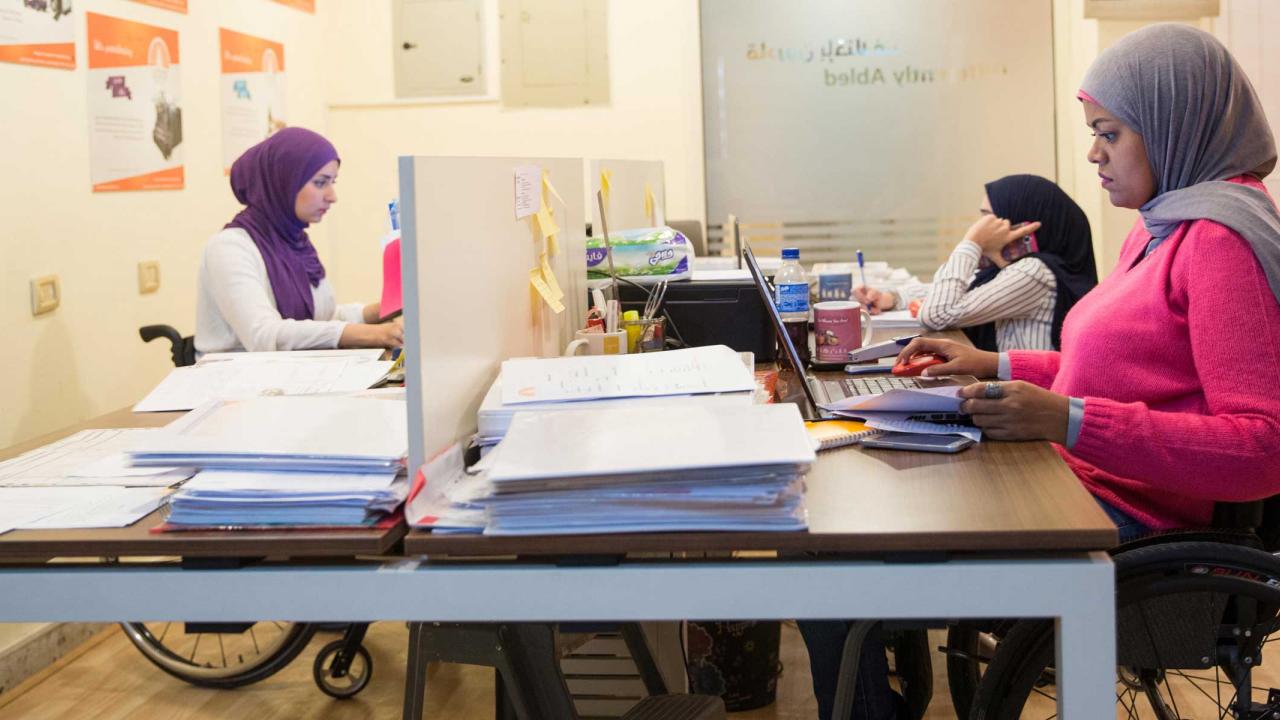photo of women working
