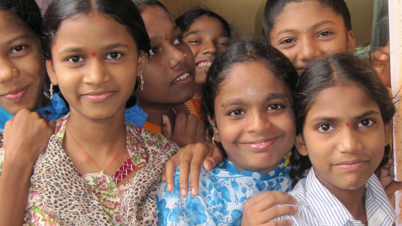 Participants in the Girls Gaining Ground program in Maharashtra, India in 2009
