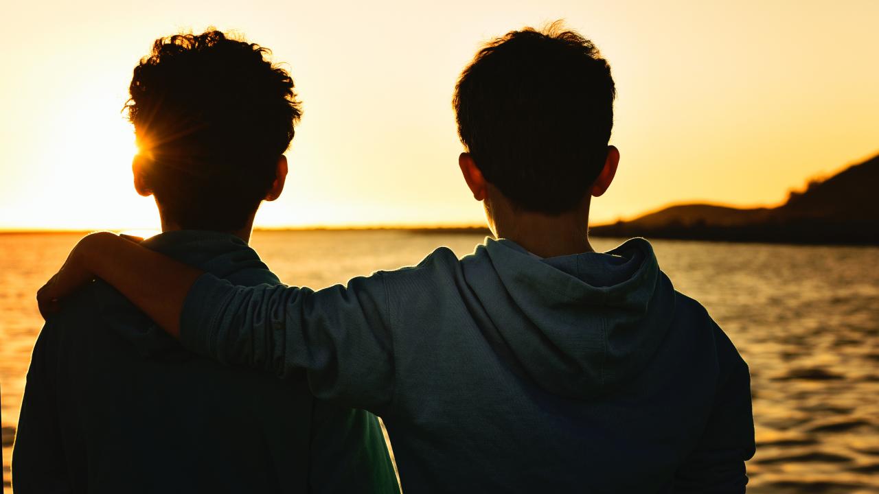 brothers in sunset