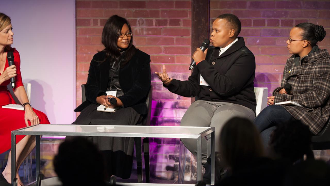 Simangele Shoyisa of City Year South Africa speaks at the 2014 symposium on Overcoming Isolation and Deepening Social Connectedness