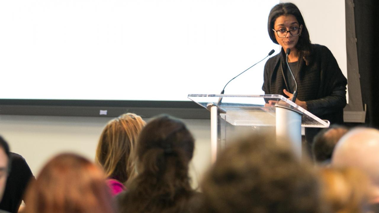 Hadeel Ibrahim speaking at the 2016 GPC Members Meeting