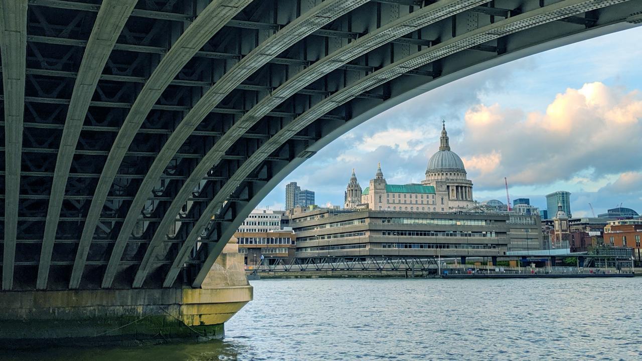 St Paul's Cathedral peeking under Blackfriars bridge